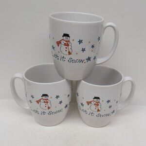 3 - Corning Stoneware Corelle FROSTY MORNING 3 7/8 Inch Handled Snowman Mugs